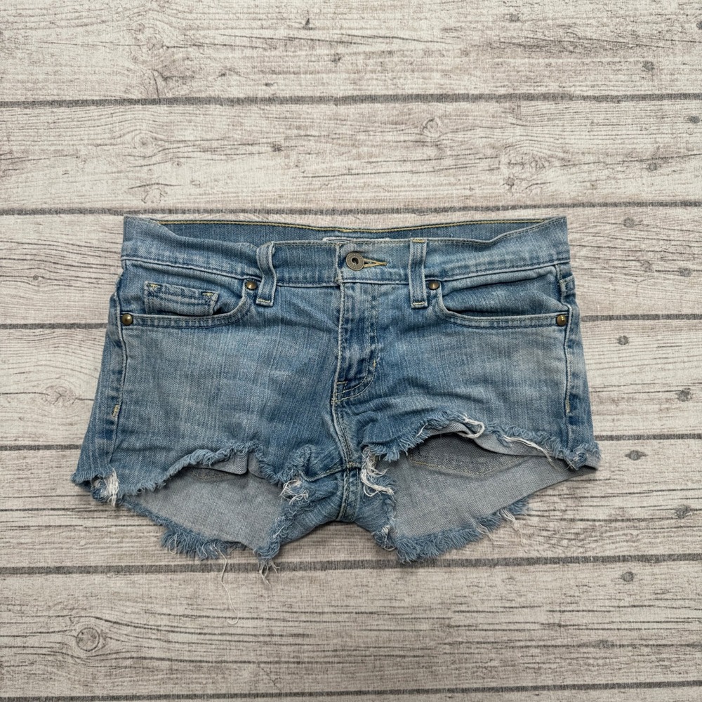 Vintage Old Navy Shorts Women's 2 Blue Denim Ultra Low Rise Cutoff Distressed